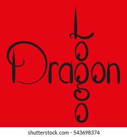 Lettering "Dragon, Logo." Vector design on a red background.
