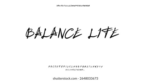 Lettering desenhado escova Groove Pincel elegante pintado um vetor maiúsculo letras, alfabeto, typeface.logo uniq preto negrito simplesmente beleza fino elegante