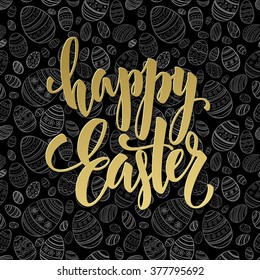 Lettering Easter greeting card template in chalkboard style. Vector illustration EPS10