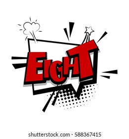 Lettering Eight number, count, school, badge. Bubble icon speech phrase. Exclusive comic font make by Kapitosh. Comic text sound effects. Sounds vector illustration. Comics book balloon