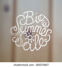 Lettering element on blurred background. Big summer sale