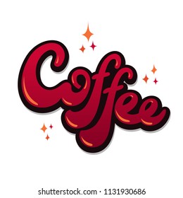 Lettering encryption Coffee for poster, t-shirt, card. Hand drawn colourful typography.