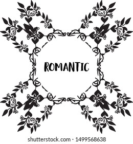 Lettering of engagement romantic with abstract leaf flower frame. Vector