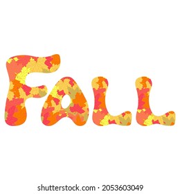 lettering fall with autumn leaves, vector illustration