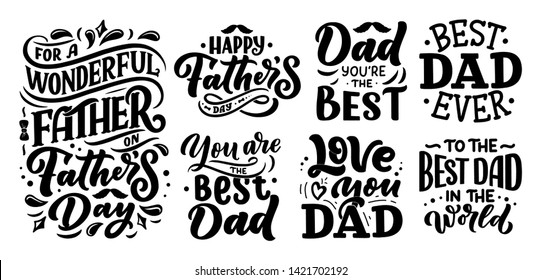 Lettering for Father's day greeting card, great design for any purposes. Typography poster. Vector vintage illustration.