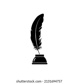 Lettering feather vector icon. Feather pen.