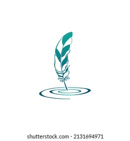 Lettering feather vector icon. Feather pen.