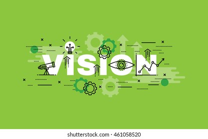 Lettering flat line design concepts of Vision,Thin line flat design banners for website,web banner, presentation and printing