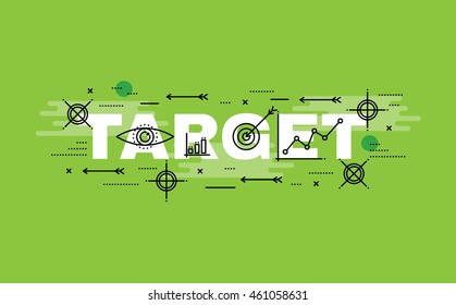 Lettering flat line design concepts of Target,Thin line flat design banners for website,web banner, presentation and printing