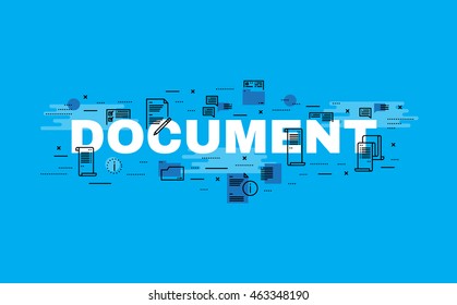 Lettering flat line design concepts of Document,Thin line flat design banners for website,web banner, presentation and printing