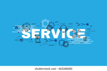Lettering flat line design concepts of service,Thin line flat design banners for website,web banner, presentation and printing
