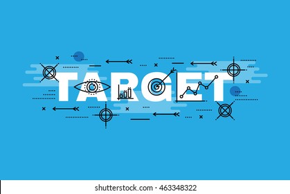Lettering flat line design concepts of Target,Thin line flat design banners for website,web banner, presentation and printing