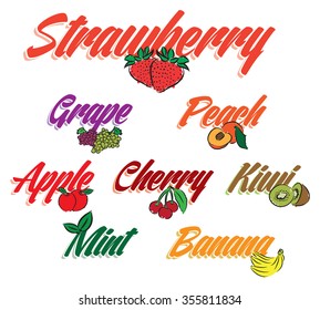 lettering flavors fruits text illustration 