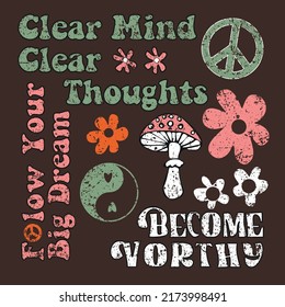 Lettering floral art with wear illustration and symbols