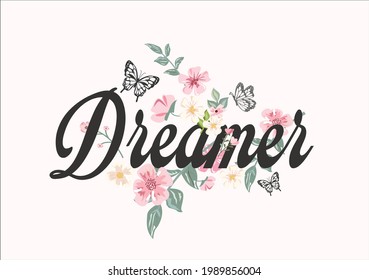 lettering flower hand drawn design vector
