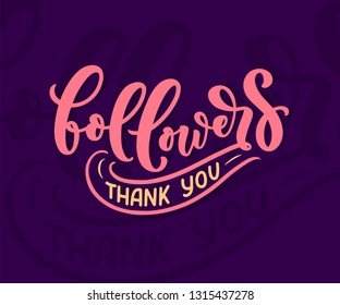 Lettering Followers, great design for any purposes. Banner template. Social network post, vector illustration
