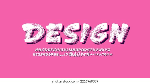 Lettering font, grunge alphabet with texture, hand drawn typeface in style of comics, vector illustration 10EPS