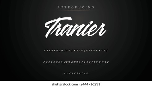 Lettering font isolated on background. Texture alphabet in street art and graffiti style. Grunge and dirty effect.  Vector brush letters.
