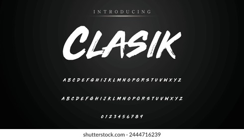Lettering font isolated on background. Texture alphabet in street art and graffiti style. Grunge and dirty effect.  Vector brush letters.