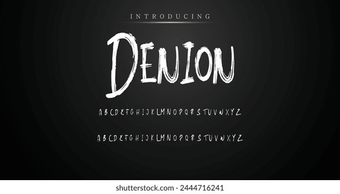 Lettering font isolated on background. Texture alphabet in street art and graffiti style. Grunge and dirty effect.  Vector brush letters.