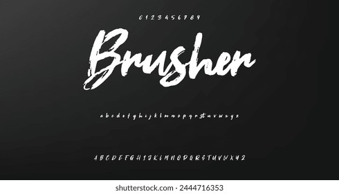 Lettering font isolated on background. Texture alphabet in street art and graffiti style. Grunge and dirty effect.  Vector brush letters.