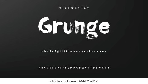 Lettering font isolated on background. Texture alphabet in street art and graffiti style. Grunge and dirty effect.  Vector brush letters.