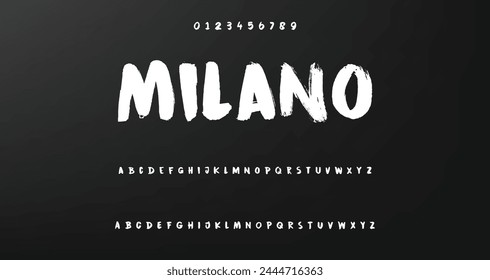 Lettering font isolated on background. Texture alphabet in street art and graffiti style. Grunge and dirty effect.  Vector brush letters.