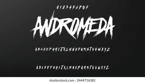 Lettering font isolated on background. Texture alphabet in street art and graffiti style. Grunge and dirty effect.  Vector brush letters.