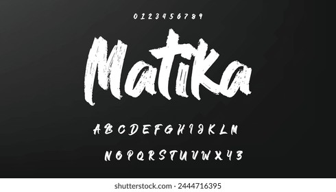 Lettering font isolated on background. Texture alphabet in street art and graffiti style. Grunge and dirty effect.  Vector brush letters.