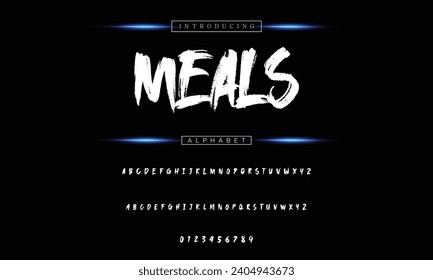 Lettering font isolated on black background. Texture alphabet in street art and graffiti style. Grunge and dirty effect.  Vector brush letters.