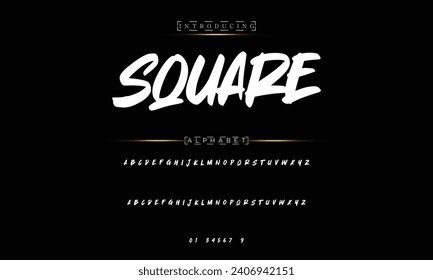 Lettering font isolated on black background. Texture alphabet in street art and graffiti style. Grunge and dirty effect.  Vector brush letters.