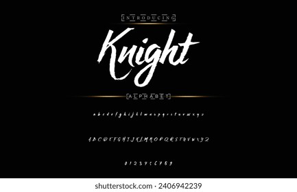 Lettering font isolated on black background. Texture alphabet in street art and graffiti style. Grunge and dirty effect.  Vector brush letters.