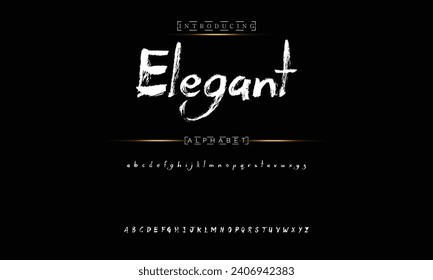 Lettering font isolated on black background. Texture alphabet in street art and graffiti style. Grunge and dirty effect.  Vector brush letters.