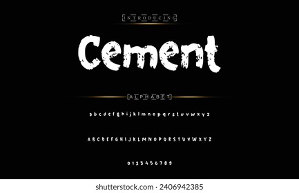 Lettering font isolated on black background. Texture alphabet in street art and graffiti style. Grunge and dirty effect.  Vector brush letters.