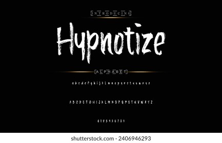Lettering font isolated on black background. Texture alphabet in street art and graffiti style. Grunge and dirty effect.  Vector brush letters.
