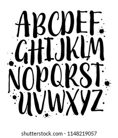 Lettering font isolated on white background. Hand lettering alphabet. Calligraphy typeface. Vector logo letters. 