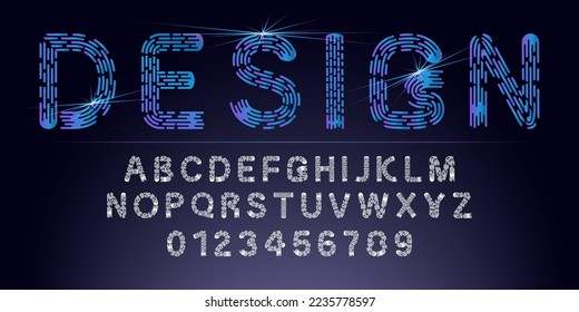 Lettering font isolated on white background. Texture alphabet. Vector logo letters. Set of alphabets fonts letters and numbers modern abstract design with lines vector illustration. Modern cropped let