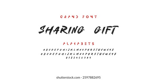Lettering font isolated on white background. Texture alphabet in street art and graffiti style. Grunge and dirty effect.  Vector brush letters.