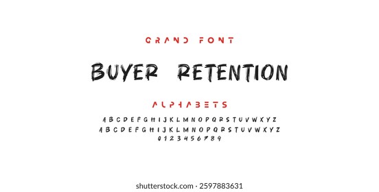 Lettering font isolated on white background. Texture alphabet in street art and graffiti style. Grunge and dirty effect.  Vector brush letters.