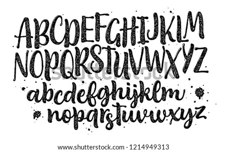 Lettering font isolated on white background. Texture vintage alphabet. Vector logo letters. 