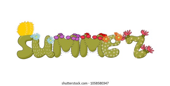 lettering in the form of cacti "summer"