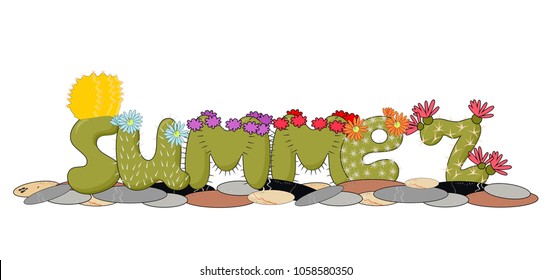 lettering in the form of cacti "summer"