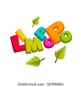 Lettering funny comic font Limpopo. Vector illustration background. Comics book balloon. Bubble icon comic speech phrase. Comic text sound effects. Cartoon tag expression