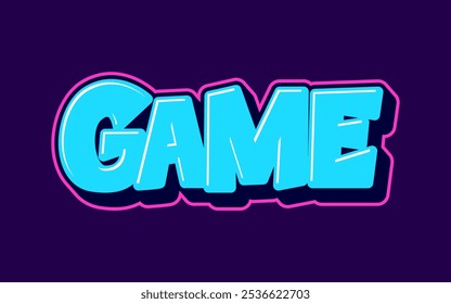 lettering game with 3d style in blue.