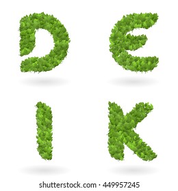 lettering garden illustrator vector illustration of writing series of green foliage font design logo elements of farm organic eco bio sticker pattern lettering garden illustrator plant timber summer e