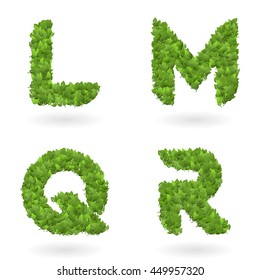 lettering garden illustrator vector image of letter series of green foliage script design tag component of ranch organic eco bio seal template lettering garden illustrator vine timber summertime earth