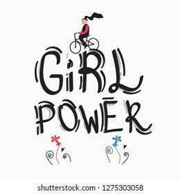 Lettering girl power. Motivation. The slogan of women. City bike. The inscription on the cards, T-shirt, clothes.