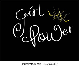 Lettering of girl power. vector hand drawn illustration