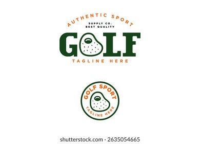 lettering golf with golf course, field and hole logo design sets. letter o with golf course and hole badge modern illustration logo design for golfer, golf sport club and tournament