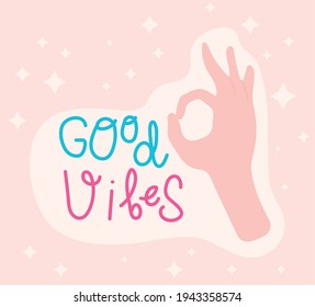 lettering good vibes doodle style